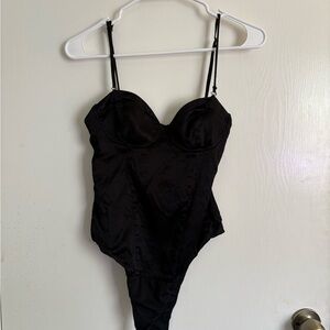 Black Satin Bodysuit